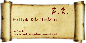 Poliak Kálmán névjegykártya